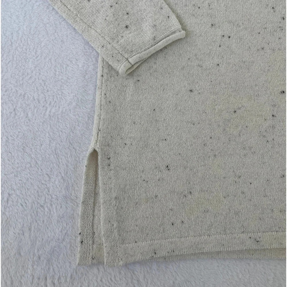 J Jill Pure Jill Sweater XS Petite White Speckled Knit V-Neck Tunic Pullover - Picture 7 of 11